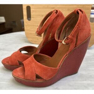 Dolce Vita Platform Wedge Heels Nubuck Size‎ 8M Red/Orange